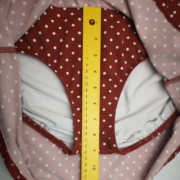 Lands' End Ladies Size 10 Rust w/ White Polka Dots 2 Piece Tankini Bathing Suit - Picture 12 of 15